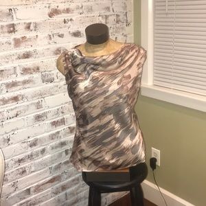 Silky abstract grey and beige  top